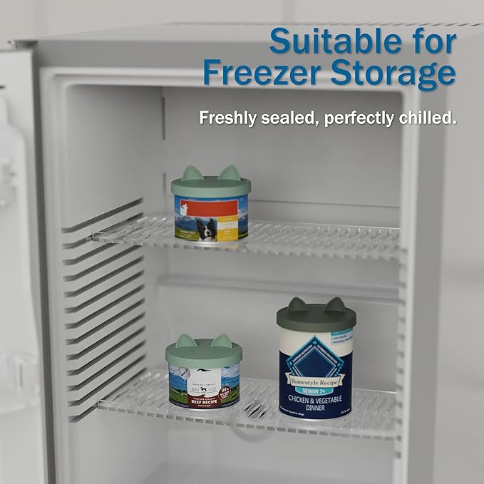 OHMO 2 Pack Pet Food Can Lids, (12.5-14oz) BPA Free Silicone Covers for Cat and Dog Food Cans, Camo&Light Green