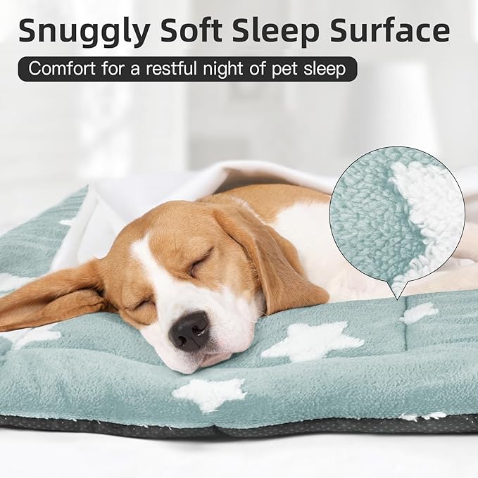 Mora Pets Dog Crate Pad Kennel Dog Bed Mat for Medium Dogs Washable Cute Star Pet Bed for Cage Ultra Soft Flat Puppy Cat Kitten Cushion for Sleeping Anti-Slip Blue 30 x 19