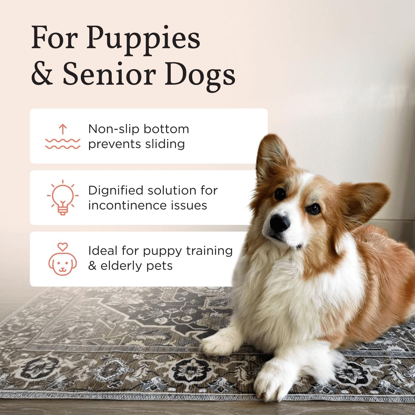 LOVEWAG Washable Dog Pee Pads, 24" x 16", Waterproof, Non-Slip, Super Absorbent, Reusable Machine-Washable, 2-Pack (Peacock Garden)