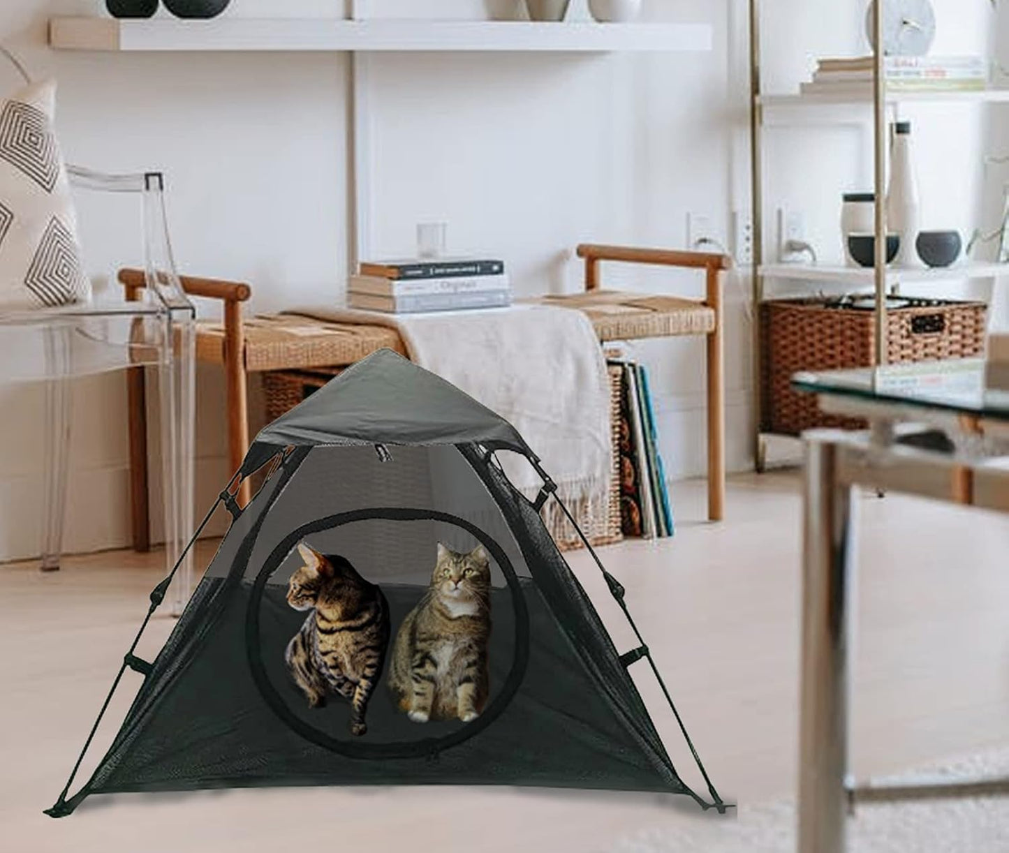 Portable Large Pop Up Pet Cat Tents Enclosures House for Outside Patio Indoor for Cat Puppy Rabbit Small Animals,Quick Opened,Independent or can be Connected to Tunnels