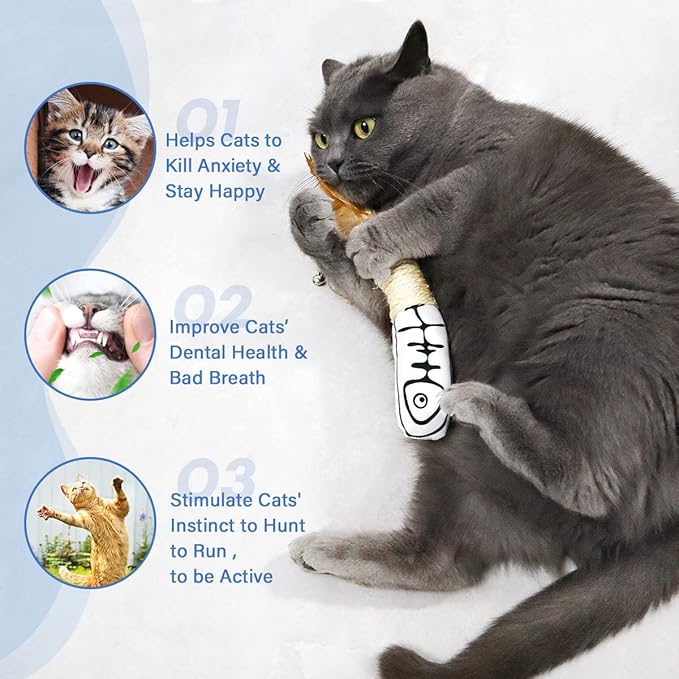 Snowlove 3-Pack Cute Catnip Feather Toys with Silvervine Rope & Bells