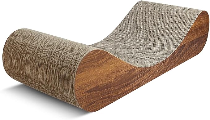 FluffyDream Cat Scratcher Cardboard Lounge Bed, Cat Scratching Pad, Pet Lounger (Bone)