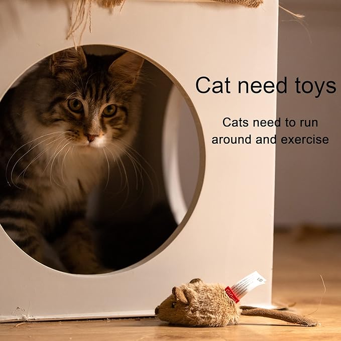 Suhaco Cat Toys Interective Automatic Moving Mouse Kitten Toys with Real Mice Sound Electric Squeaky Random Moving Kitty Toys for Indoor Cats Chasing Self Play Fun Cat Toy for Boredom