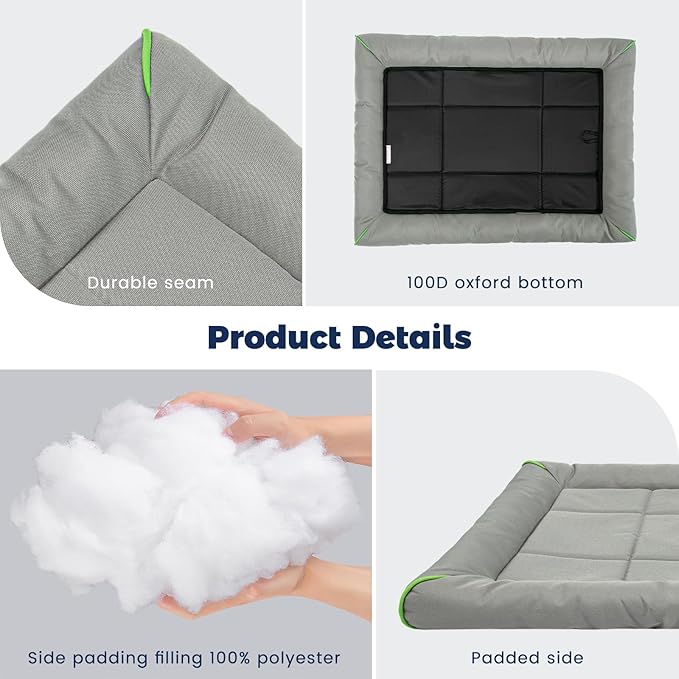 Miguel Oxford 900D Outdoor Waterproof Dog Bed for Metal Dog Crates Water-Resistant All Weather Pet Mat Durable Easy Wipe Clean Travel Indoor Outdoor Puppy Cat Crate Bed 40inch, Gray