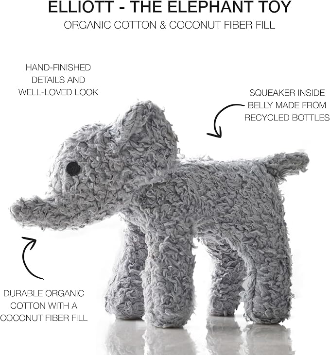 Plush Durable Cotton Dog Toys with Coconut Fill for All Pet Breeds, Elephant, One Size
