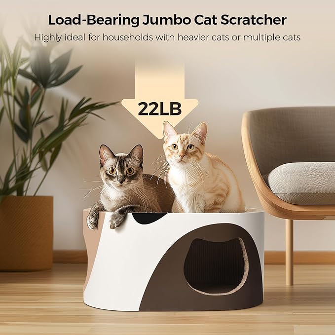 Big Cat Scratcher Lounge, Corrugated Cardboard Cat Scratcher House with Hole, Large Scratching Lounger Bed, Cat Scratching Pad for Indoor Cats as Furniture Protector, Rabbit Cardboard House