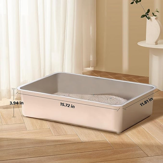 Cat Litter Box - Kitty Litter Boxes-Metal High Sided Cat Pan, Indoor Litter Tray, No Smell, Easy to Clean, Pet Toilet Supplies for Kitten, Kitty, Rabbit