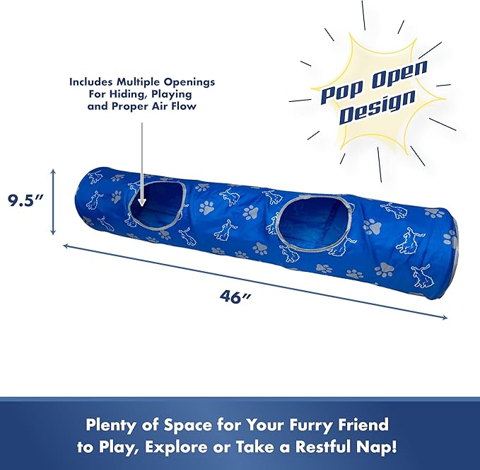 NFL Detroit Lions Cat Tunnel Tube Toy with Plush Football Catnip and Feathers Collapsible Tunnel for Cats to Play, Peek and Hide, Sporty & Fun Cat Tunnel Toy with Team Logo All-Over Design!