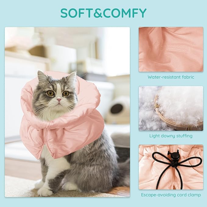 Cat Recovery Collar, Soft Adjustable Cat Cone Alternative, Lightweight Waterproof Fasteners Collars for Cats Kittens Puppies, After Surgery Stop Licking and Daily Use (Orange Pink, S(Neck5.5-9.8"))