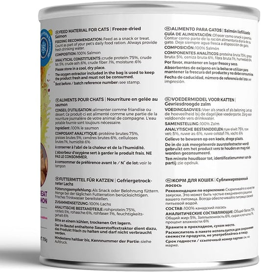 Freeze Dried Cat Treats - 100% Salmon Grain Free Raw - Natural Balance Limited Ingredient High Protein Cat Snacks 115g/4.1oz - Picky Eater Challenger