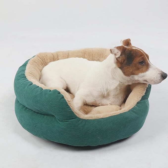 Small Dog Bed Washable Donut Calming Cat Cushion,Kitty Beds for Indoor Cats Round Plush Pet Couch for Puppy Super Soft Fluffy Cat Bed Anxiety Cuddler Comfy Sofa with Anti Slip,19 inch,Green