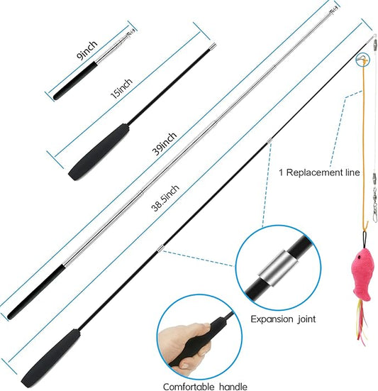 ZPH Cat Toys,Interactive Feather Variety Pack for Cats Wand Kitten Toy-Includ Cat Exercise Toy Fluffy Mouse Worms&Fish