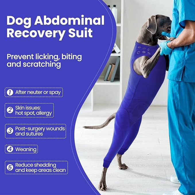Nanaki Dog Wound Care Shirt, Leg Sleeves to Stop Licking Rear Leg and Abdomen, Surgery Suit for Female Spay, Onesie for Surgery Female, Surgical Recovery Suit Wound Heal Clothes