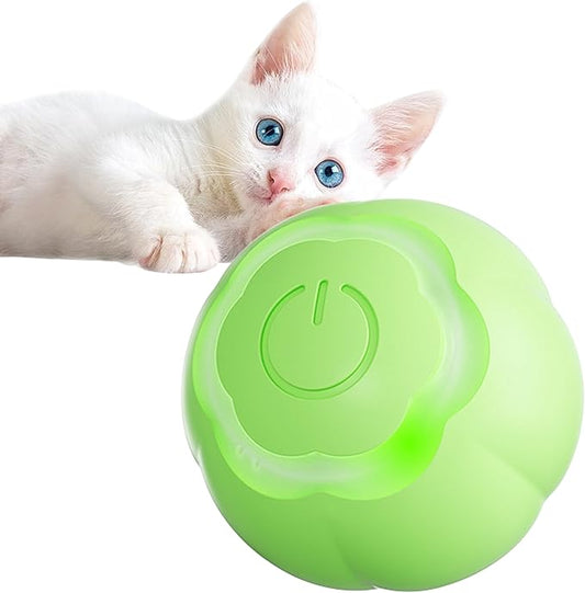 Interactive Cat Ball Toy, Intelligent Cat Toys with LED Lights, Automatic Moving Rolling Ball for Indoor Kitten, Kitten Automatic Toy