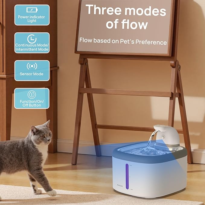 cat Water Fountain Wireless - 118oz/3.5L Cordless Automatic Water Dispenser for Cats, Stainless Steel Water Bowl for Pets no Spilling, Cat Feeding & Watering Supplies with 5 Filters