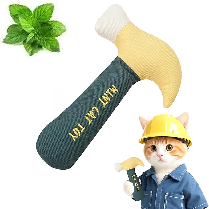 Plush Catnip Hammer Toy for Cats – Durable, Bite-Resistant Chew Toy Filled with Natural Catnip, Interactive Teething & Indoor Play for Kittens & Adult Cats