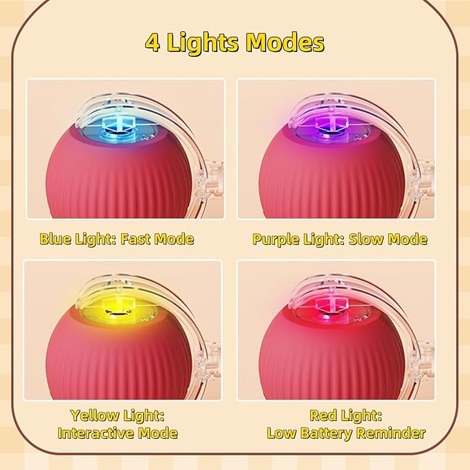 Interactive Dog Cat Toy Ball, Automatic Moving Bouncing Rolling, with Replacement Tail, Pet Smart Chase Ball Rechargeable, Enrichment Toys for Bored Indoor Adult Cats/Dogs (Grey)