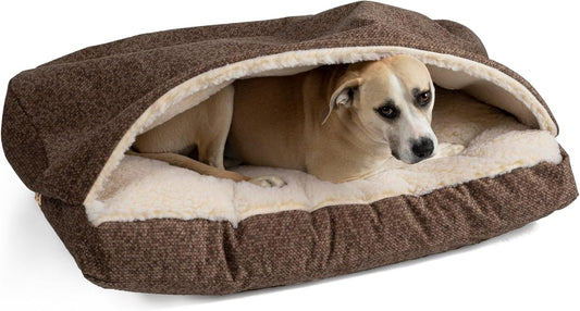 Snoozer Pet Products Luxury Rectangle Cozy Cave Dog Bed with Microsuede, Showdog Collection, Medium, Merlin Camel