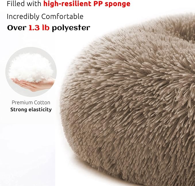 HACHIKITTY Calming Pet Sofa Bed Mat, Washable Plush Couch Cover, Furniture Protector for Dogs and Cats, Fluffy Dog Couch Bed with Anti-Slip Bottom (37"x 33"x 6", Camel)