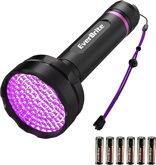 EverBrite UV Flashlight, 100 LED Blacklight Flashlights, 395nm Black Light Flashlight for Pet Urine Detection, Scorpions, Dry Stains, Bed Bug (Batteries Included)