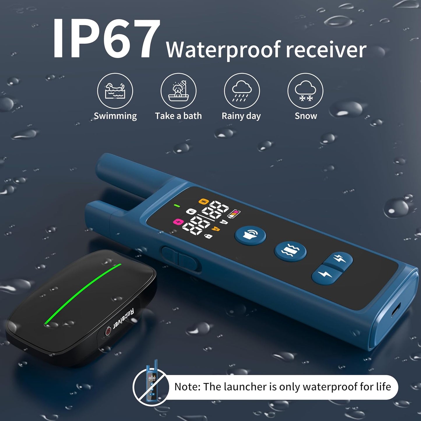 Dog Training Shock Collar 4000FT Dog Bark Collar with Remote IP67 Waterproof 4 Training Modes Beep Vibration Shock Light Mode Magnetic Charger Electric Dogs Collar 8-25 inches Double Shock Sea Blue