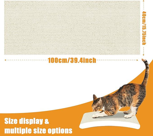 cat Scratch Pads, cat Scratcher mat for Couch, Sofa, Wall & Cat Trees - Durable Scratch Pad with Nano Tape, Scratching Pads for Indoor Cats (White, 39.3"x15.8")