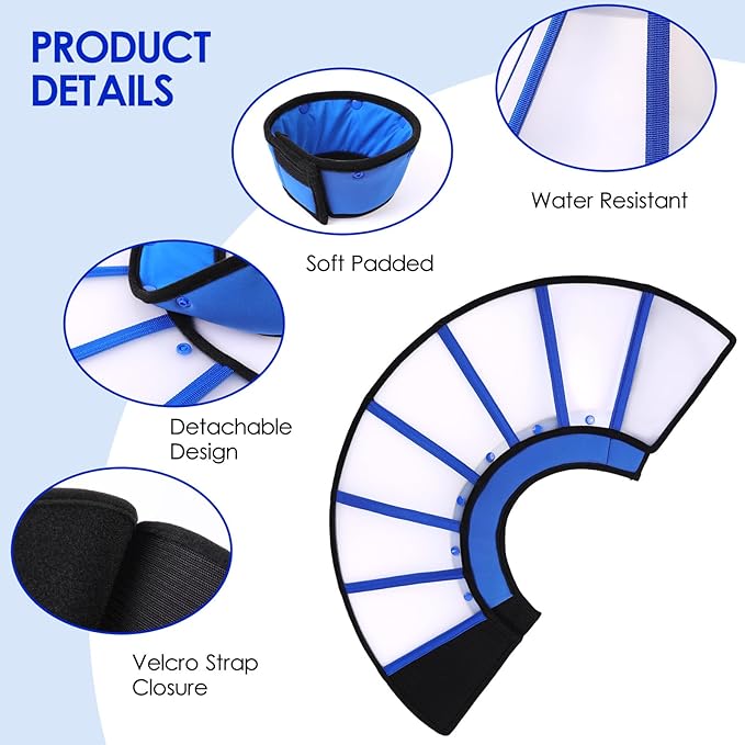 KOESON Dog Cone, Soft Cones for Small Dogs to Stop Licking, Adjustable Doggie Recovery Collar, Lightweight Comfy Dog Cone Collar After Surgery for Wound Healing,Spay, Neuter, Blue S