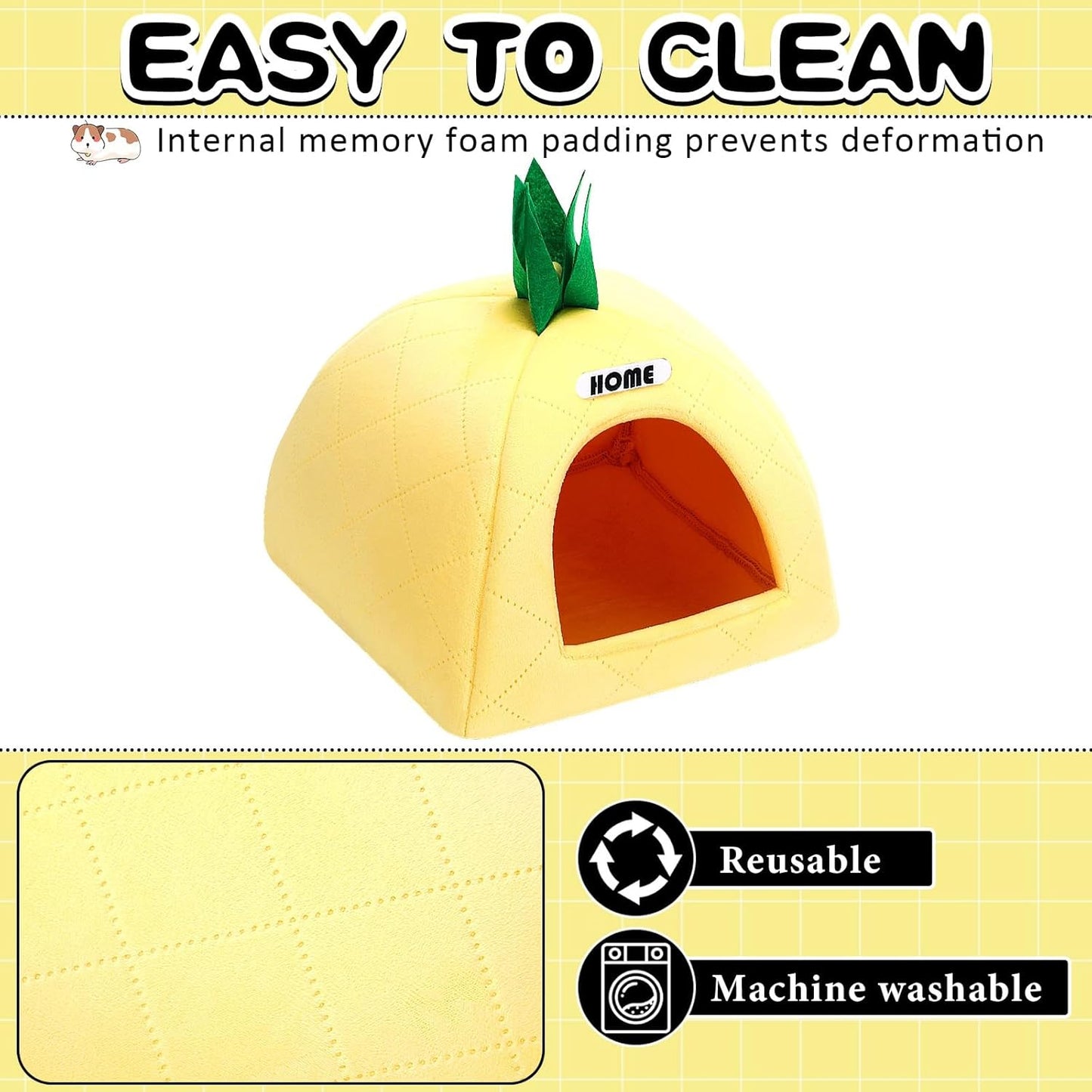 UPINS Guinea Pig Hideout,Guinea Pig Bed Washable Small Animal House Cage Accessories for Chinchillas Hamsters Hedgehogs Ferrets Bearded Dragons and Rats