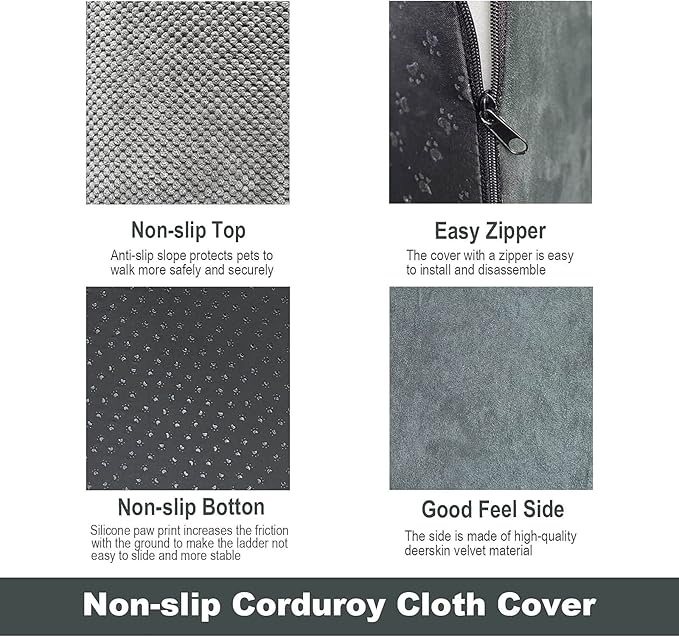 3 Steps High Density Foam Dog Stairs Ramps,Non-Slip Pet Steps for Older Dogs,Pet with Joint Pain, Sofa Bed Ladder for Cats