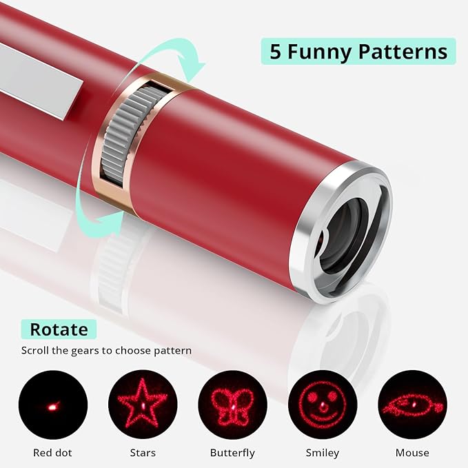 TBTeek Cat Toys for Indoor Cats, 2 Pieces, Rechargeable, 7 Adjustable Patterns, Interactive Kitten Pet Dog Chase Toy for Cats Fun Playing Exercise（Red）