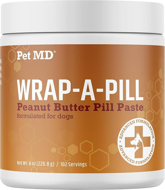 Pet MD Wrap A Pill Peanut Butter Flavor Pill Paste for Dogs - Make a Pocket or Pouch to Hide Pills & Medication - 8 oz