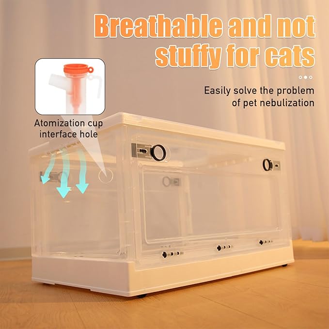 PakaLife Portable Oxygen Tank cat&Dog for pet cage,Dog&cat Inhaler,Puppy Incubator&cat Nebulizer,Built-in Ventilation for Pets up to 30lbs（Mid