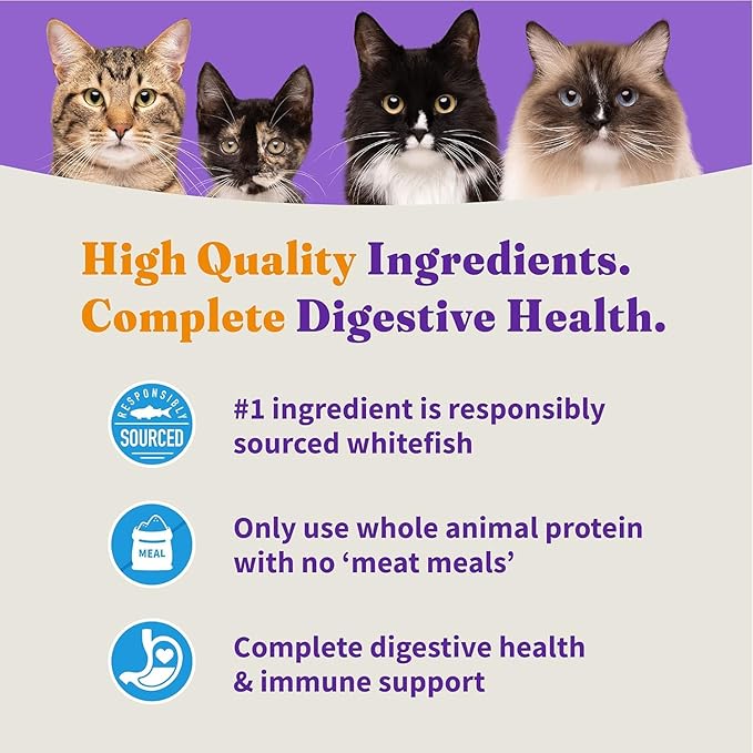 Halo Holistic Cat Food Wild Caught Salmon & Whitefish Formula, Healthy Grains Dry Cat Food, For Sensitive Stomach Support, Kibble for Adult Cats, 6 lb Bag