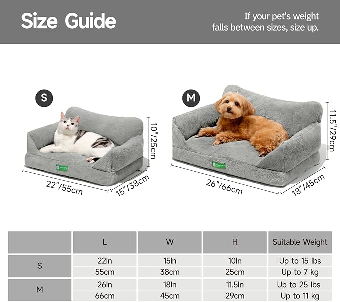 MEWOOFUN Cat Bed for Indoor Cats, Fluffy Cat Sofa for Small Pets with Removable Washable Cover, Cute Cat Couch with Non-Slip Bottom (Grey, 22x15x10)