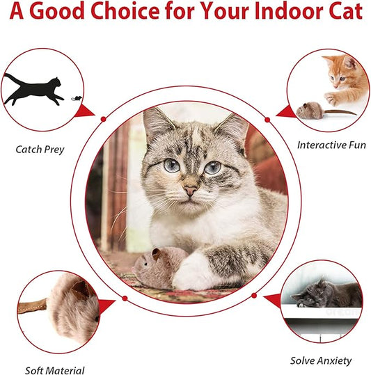 Gigwi Interactive Cat Set - Squeaky Feather Toys for Indoor Cats, 3PCS Plush Pack Including Mouse Hunt, Chase Bird, and Chirping Bee