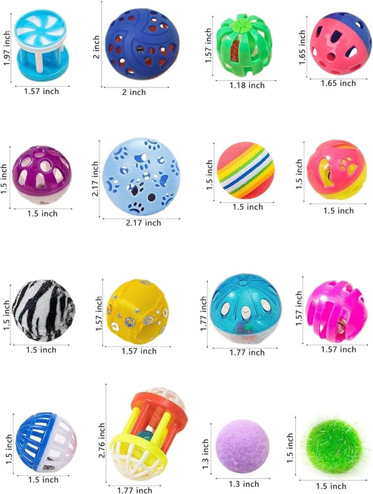 40-Piece Cat Toy Set for Indoor Cats and Kittens (1.5'' - 2.3'', Cat Toys Ultimate Pack)