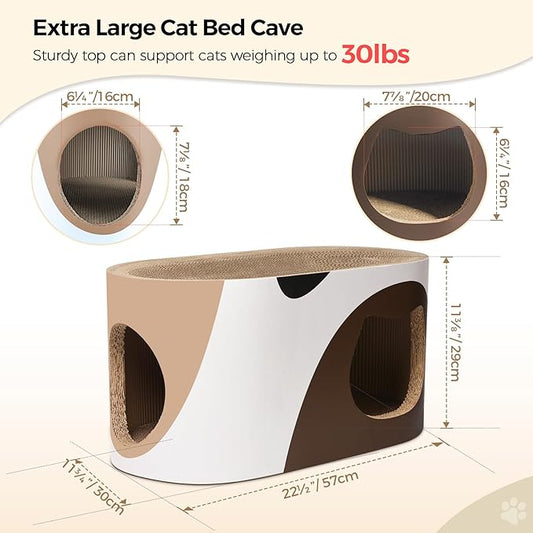 Big Cat Scratcher Lounge, Corrugated Cardboard Cat Scratcher House with Hole, Large Scratching Lounger Bed, Cat Scratching Pad for Indoor Cats as Furniture Protector, Rabbit Cardboard House