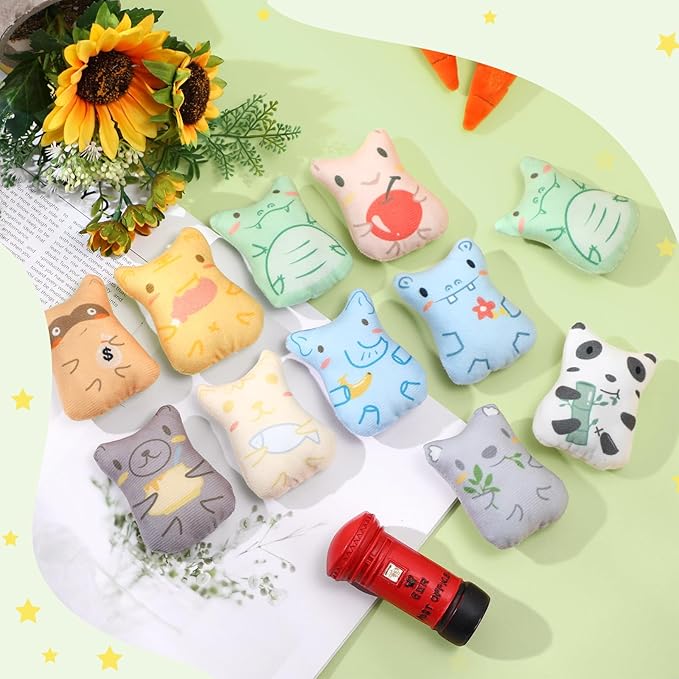 Gejoy 20 Pieces Catnip Toys for Indoor Cat Plush Cat Chew Toys Kitten Catnip Kitten Entertaining Interactive Dolls (Charming)