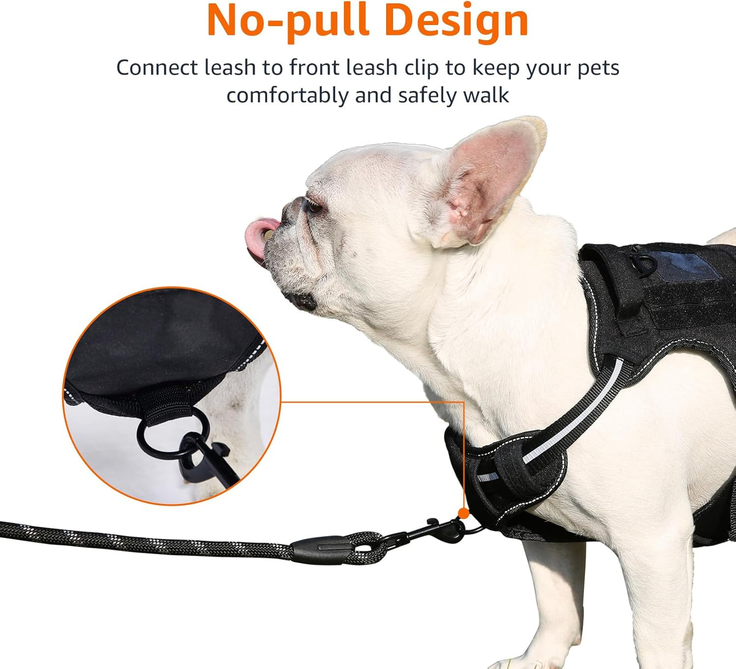Amazon Basics No Pull Dog Harness, Adjustable Front Clip, Tactical Vest, Small, Black