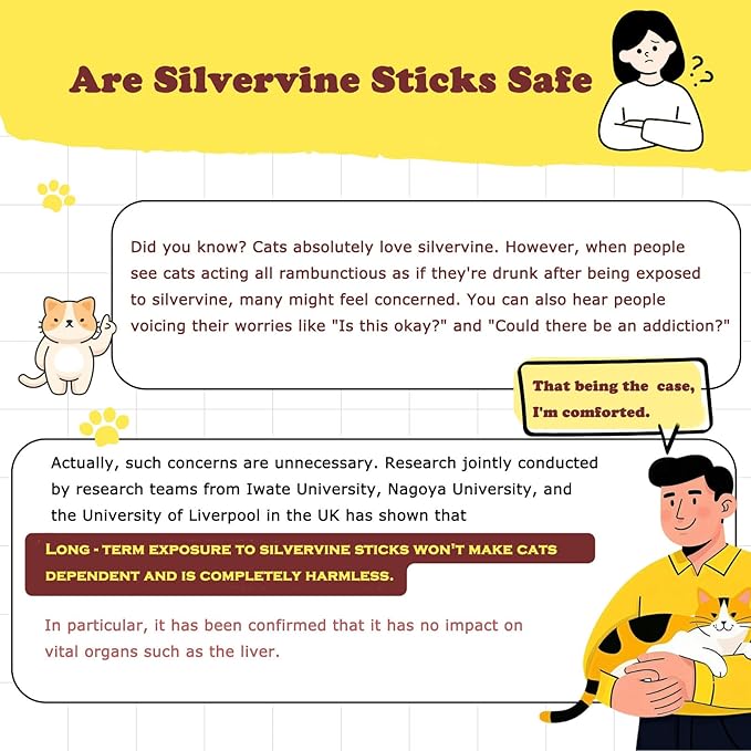 Natural Silvervine Sticks Cat Toys, Catmint Silvervine Blend Sticks, Catnip Kittens Chew Toys Teeth Cleaning (6 Pack)