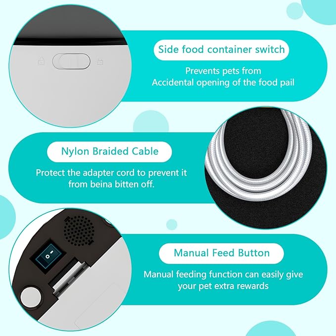 Automatic Cat Feeder with Camera, 2.4Ghz WiFi Timed Dog Food Dispenser with APP Control, 3L Auto Dry Food Feeders for Pets with HD Video, 1-8 Meals/Day, 10s Voice Recorder (Camera and WiFi)