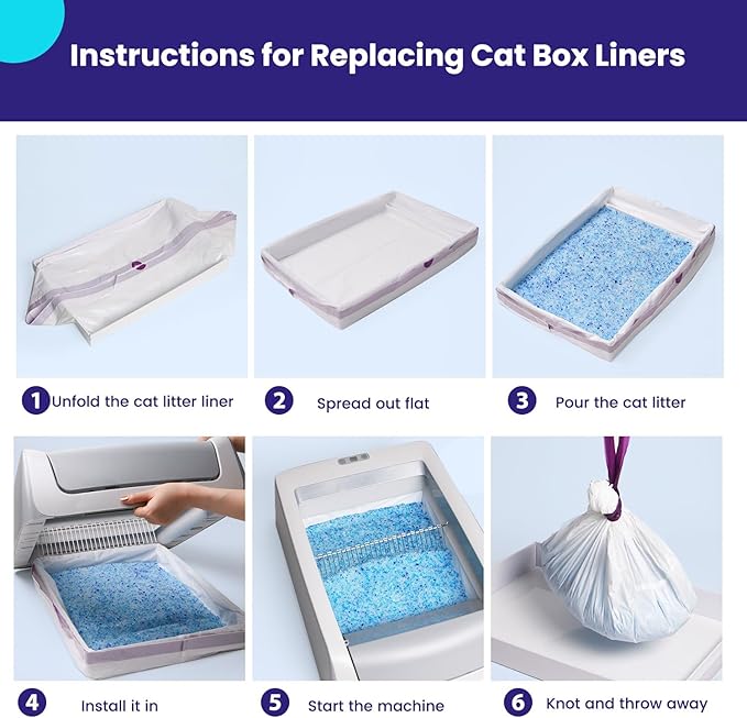 24 Count Litter Box Liners, Waste Bags Compatible with Pet-safe ScoopFree Self-Cleaning Litter Box Tray Refills, Drawstring Litter Bags for Reusable Tray, Pre-Separated (38"L x 14.5"W x 7.8"H)