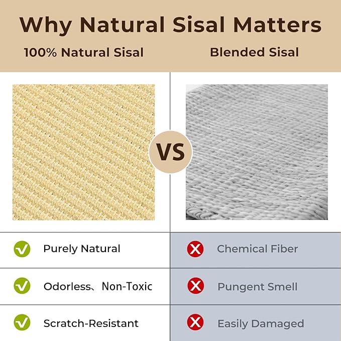 2-in-1 Sisal Cat Scratcher Bed for Indoor Large Cats – Hammock Lounge with Natural Sisal Pad, Wooden Cat Furniture for Scratching and Resting