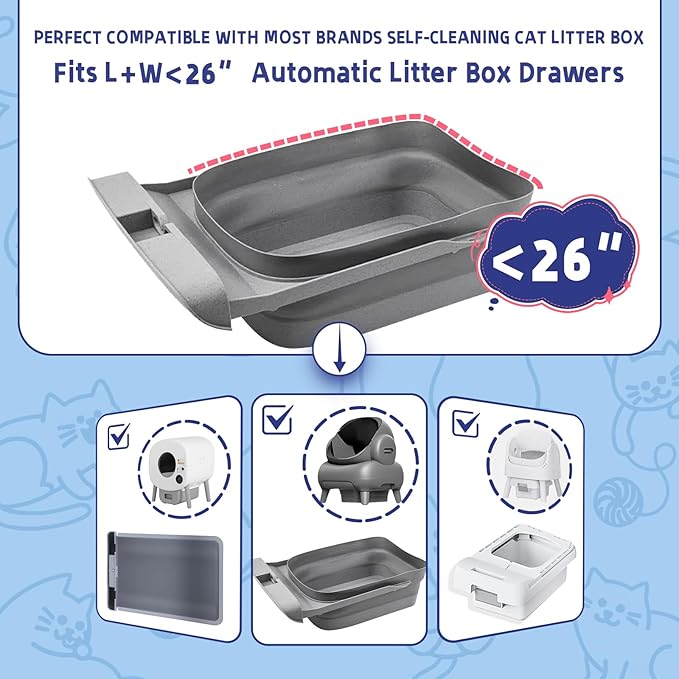 125 Counts Cat Litter Liner Bags Compatible with Neakasa and PetPivot Open-Top Pet Automatic Self Cleaning Cat Litter Box, Waste Bags, 27" x 13"Heavy Duty Replacement Trash Bags with Drawstring (Blue)