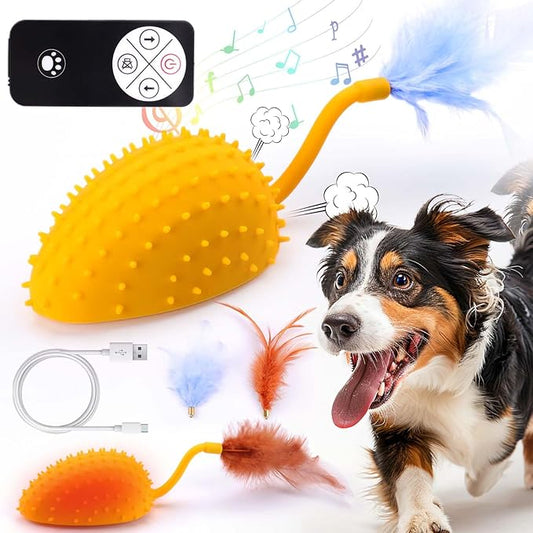 Mity rain Interactive Dog Toys, Remote Control Dog Toy with Feather Tail and Charger, Funny Dog Toys for Small Medium Dogs Outdoor and Indoor, Dog Toys to Keep Them Busy