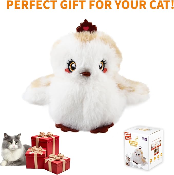 Gigwi Flappy Bird Cat Toy For Indoor Cats, Rechargeable Lifelike Sandpiper Interactive Flapping Bird Cat Toy Tweet, Flapping Wings & Lively Chirping, Catnip Toys For Kitten, Touch Activated (Princess)