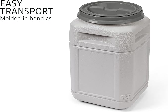 Mighty Tuff Airtight Dog Food Storage Container – 10 Gal, up to 40 lb Capacity – Cat and Dog Food Container with Twist Lid & Handles – BPA-Free, Made in USA