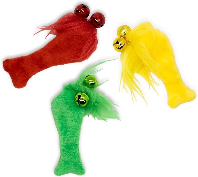 Playology Cat Toy Set | 5-Pack Feather Fish | Interactive Feather Toys for Cats | Stimulating Playtime Fun