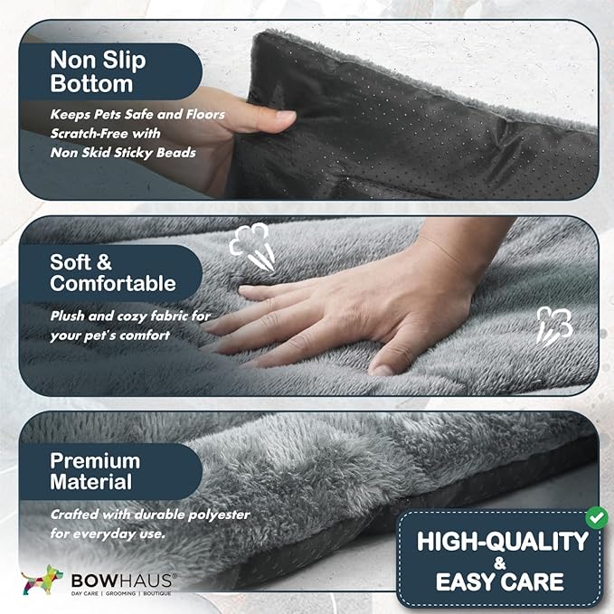 33.5" x 20” Machine-Washable Fluffy Dog Bed for 36" Kennel, Soft Crate Mat with Non-Slip Bottom, Cozy Pet Pad for Sleeping, Medium Dog Kennel Flat Bed