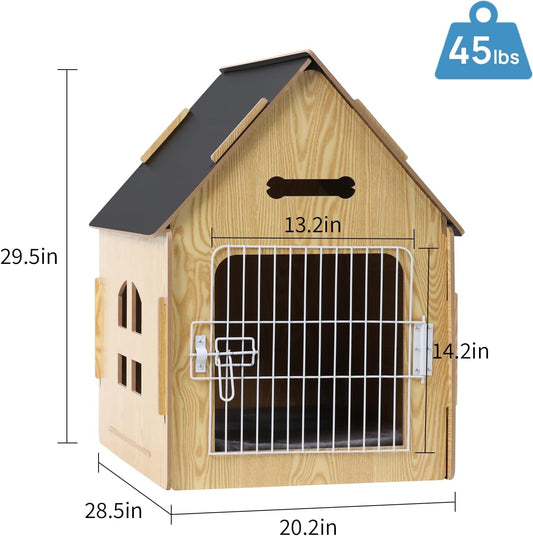 Dog House Indoor for Small Dogs or Cats, Cozy Wooden Design, Small Indoor Bed House, with Air Vents and Elevated Floor Warm Dog Cave